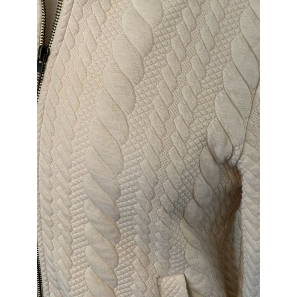 Cropped Ivory Cable knit sweater Jacket Sz S Preppy academia zip front Old Money - Picture 7 of 10